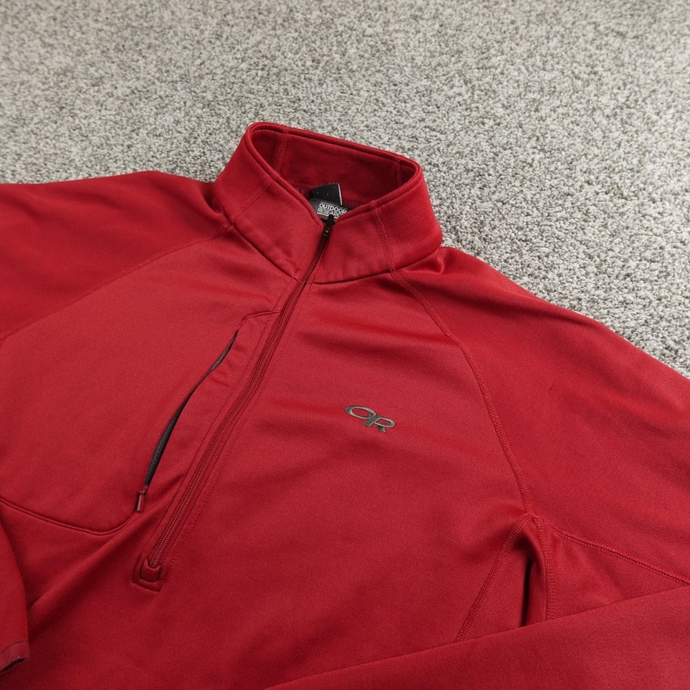 Outdoor Research Pullover Mens L Red 1/4 Zip Fleece Softshell Windbreaker Jacket